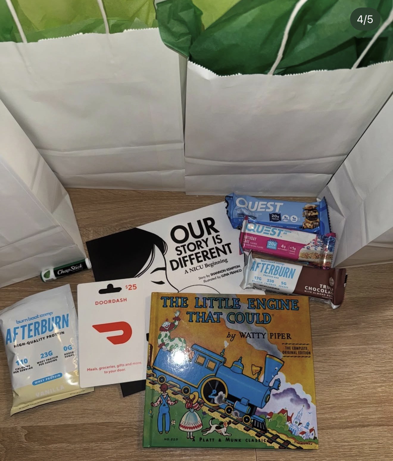 The contents of a NICU care bag